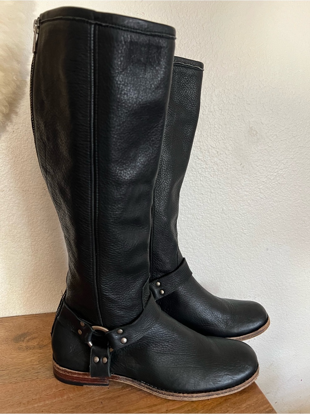 FRYE Phillip Harness Women's Tall Boot Leather Zipper Moto Riding Size 8.5 B